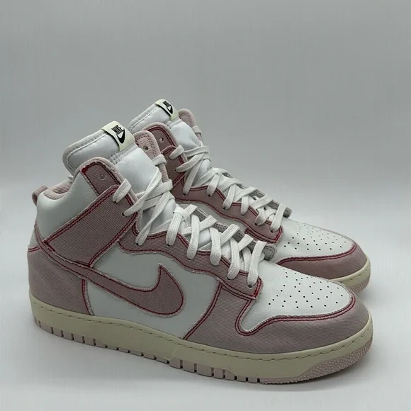 New Men’s Nike Dunk Hi 1985 Barely Rose Pink Denim Summit White DQ8799-100 NWOB - Picture 2 of 5